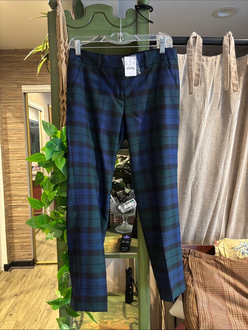 NEW NWT J. Crew Tartan Plaid Wool Trouser Pants black blue green 2